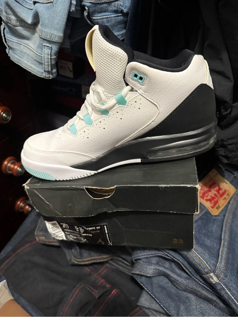 Jordan Youth Sneakers in White and Teal